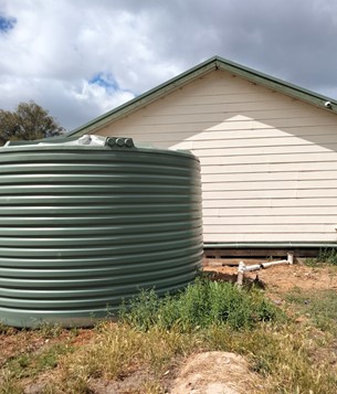 Donated water tank from GIVIT