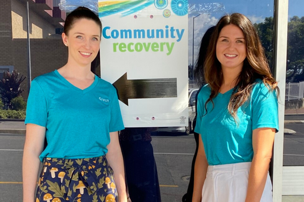 GIVIT engagement officers Dani and Sarah at a flood community recovery centre in Ipswich