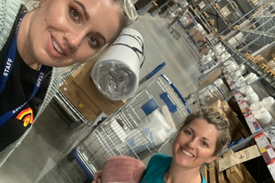 WA Engagement Officer Sarah Visser at IKEA with youth worker from Cockburn Youth Servicse