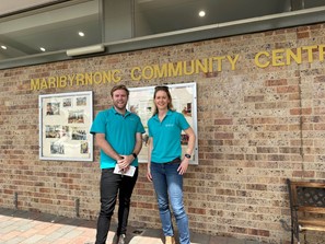 GIVIT CEO Sarah Tennant and GIVIT Victorian Engagement Officer Max Visser visiting Maribyrnong Community Centre to drop off donations