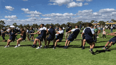 Tug of war at Brumbies fan day